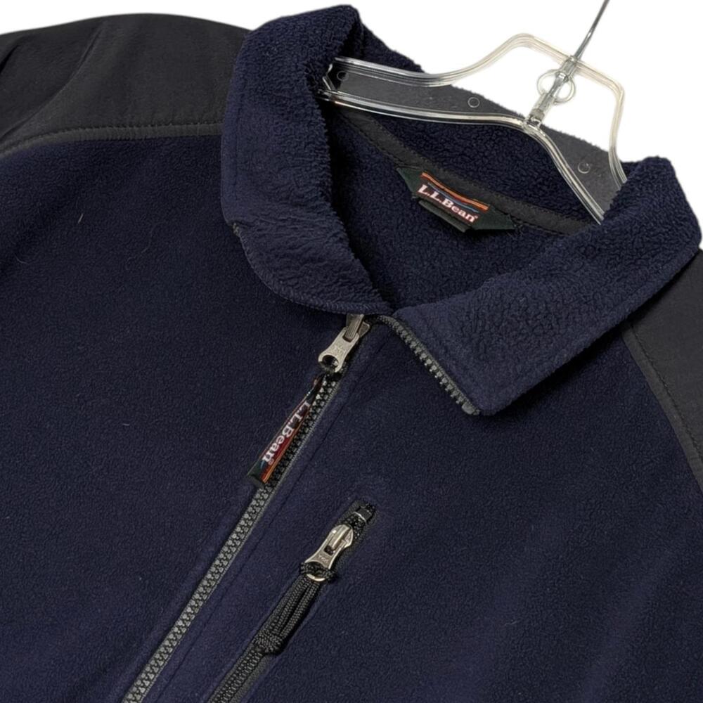 LL Bean Jacket Mens Extra‎ Large Navy Polartec Wind Pro Fleece Full Zip Pockets